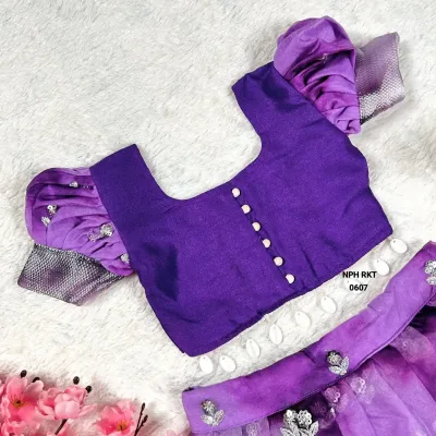 Kids Handloom Silk and Soft Organza Lehenga Choli Set